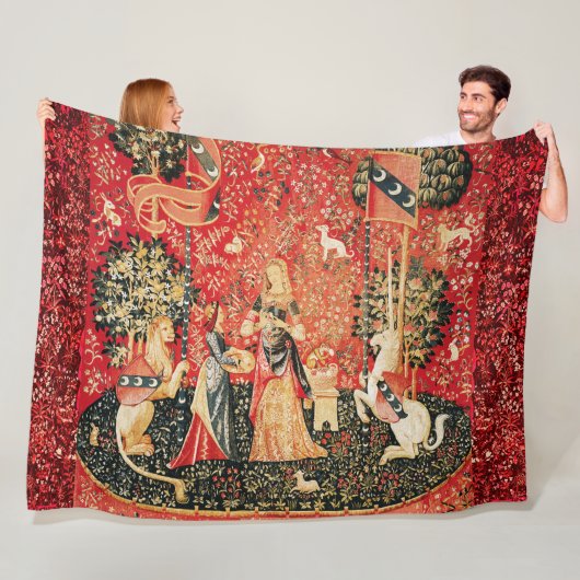 LADY UND UNICORN Lion, Fantasy-Blume, Tiere Fleecedecke (Beispiel)