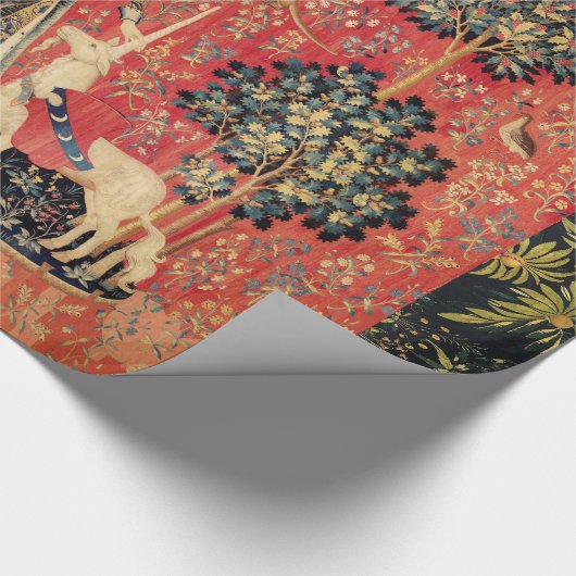 LADY UND UNICORN Lion, Fantasy-Blume, Tiere Geschenkpapier (Ecke)