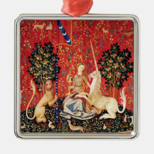 LADY UND UNICORN Lion, Fantasy-Blume, Tiere Ornament Aus Metall
