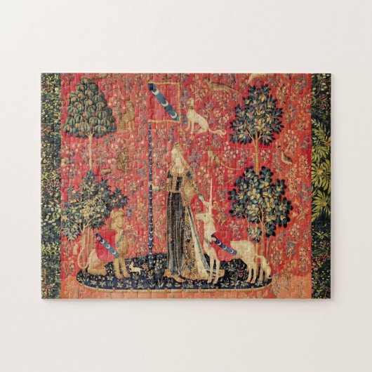 LADY UND UNICORN Lion, Fantasy-Blume, Tiere Puzzle (Horizontal)