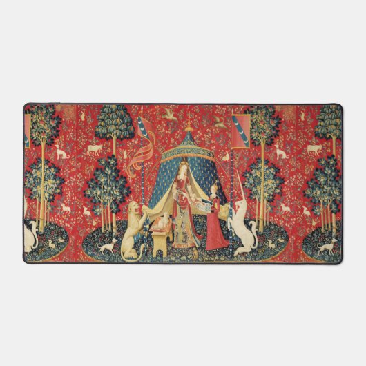 LADY UND UNICORN Lion, Fantasy-Blume, Tiere Schreibtischunterlage (Vorderseite)