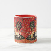 LADY UND UNICORN Lion, Fantasy-Blume, Tiere Tasse (Zentrum)
