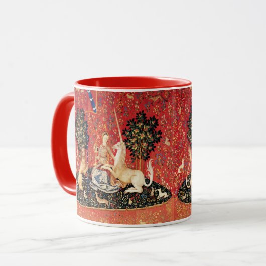 LADY UND UNICORN Lion, Fantasy-Blume, Tiere Tasse (Vorderseite Links)