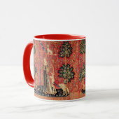 LADY UND UNICORN Lion, Fantasy-Blume, Tiere Tasse (Vorderseite Links)