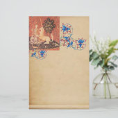 LADY, UNICORN, Tiere Antique Floral Parchment Briefpapier (Stehend Vorderseite)