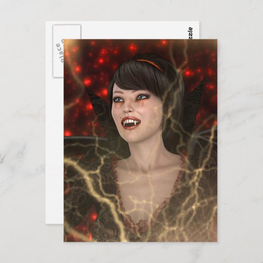 Lady Vamp Postkarte (Vorne/Hinten)