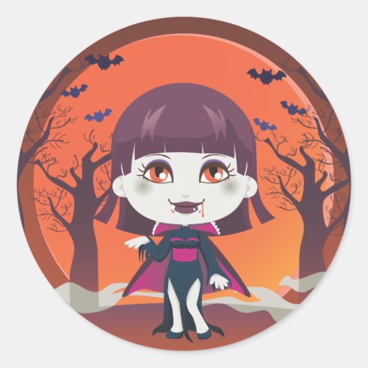 Lady Vampire Runder Aufkleber (Vorderseite)
