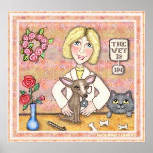 Lady Vet mit Hund und Katze Poster (Vorne)