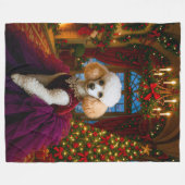 Lady Violet White Poodle Holiday Fleecedecke (Vorderseite (Horizontal))