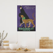Lady Walking a Leopard Vintag Fashion Poster (Küche)