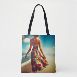 Lady Walking am Strand Tasche