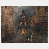 LADY WARRIOR und ihr LEOPARD Fleecedecke (Vorderseite (Horizontal))