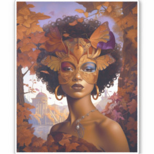 Lady Wear Mask Black Fantasy Art Aufkleber