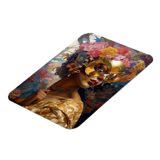 Lady Wear Mask Black Fantasy Art Magnet (Linke Seite)