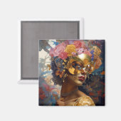 Lady Wear Mask Black Fantasy Art Magnet (Vorderseite/Rückseite)