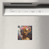 Lady Wear Mask Black Fantasy Art Magnet (In Situ (Geschirrspüler))