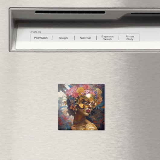 Lady Wear Mask Black Fantasy Art Magnet (In Situ (Geschirrspüler))