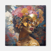 Lady Wear Mask Black Fantasy Art Magnet (Vorne)