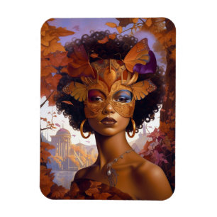 Lady Wear Mask Black Fantasy Art Magnet