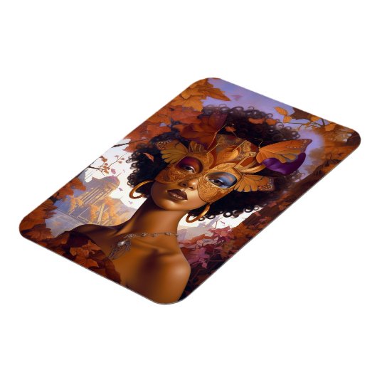 Lady Wear Mask Black Fantasy Art Magnet (Linke Seite)