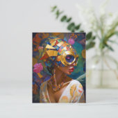 Lady Wear Mask Black Fantasy Art Postcard Postkarte (Stehend Vorderseite)