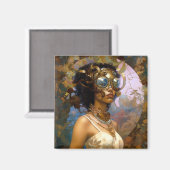 Lady Wearing Goggles Black Fantasy Sci-Fi Magnet (Vorderseite/Rückseite)