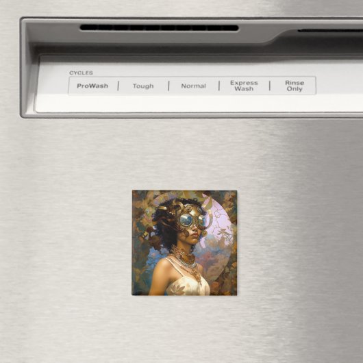 Lady Wearing Goggles Black Fantasy Sci-Fi Magnet (In Situ (Geschirrspüler))