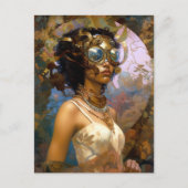 Lady Wearing Goggles Black Fantasy Sci-Fi Postkarte (Vorderseite)