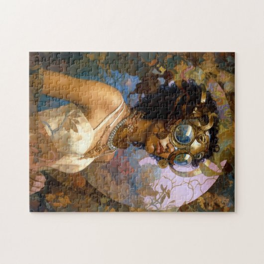 Lady Wearing Goggles Black Fantasy Sci-Fi Puzzle (Horizontal)