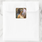 Lady Wearing Goggles Black Fantasy Sci-Fi Quadratischer Aufkleber (Tasche)