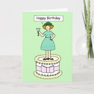 Lady Wearing Green Happy Birthday Karte