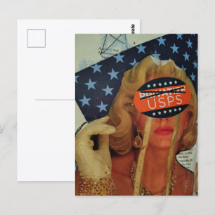 Lady weint goldene Tränen Rette die Post Postkarte