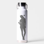 Lady White mit grauem, modernem Golfer Monogramm Trinkflasche (Vorne)