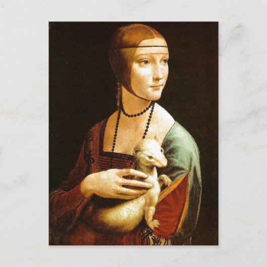 Lady with a Ermine by Leonardo da Vinci , 1483, o Postkarte (Vorderseite)