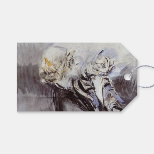 Lady with a Gray Cat (von Giovanni Boldini) Geschenkanhänger (Vorderseite (Horizontal))