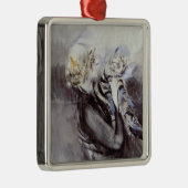 Lady with a Gray Cat (von Giovanni Boldini) Ornament Aus Metall (Rechts)