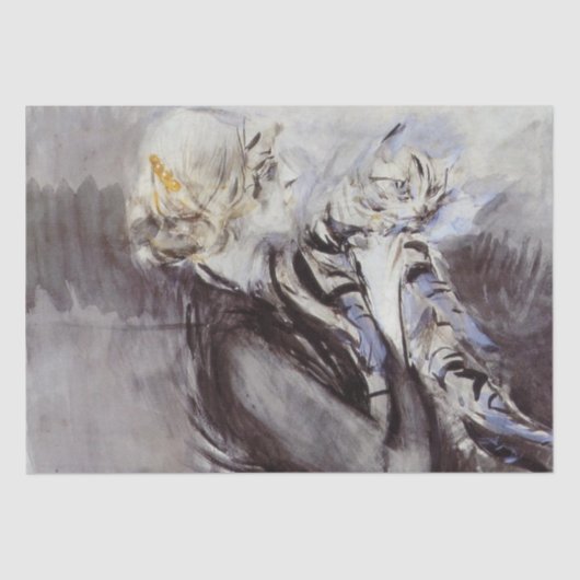Lady with a Gray Cat (von Giovanni Boldini) Seidenpapier (Vorderseite)