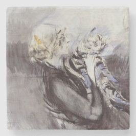 Lady with a Gray Cat (von Giovanni Boldini) Steinuntersetzer