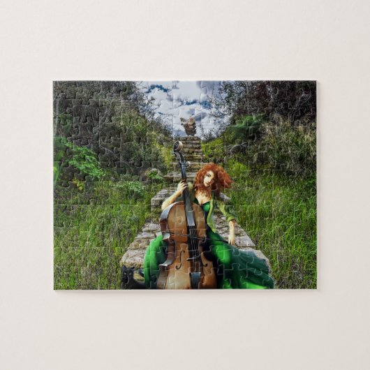 LADY WITH CELLO FANTASY NATURE ART PUZZLE (Horizontal)