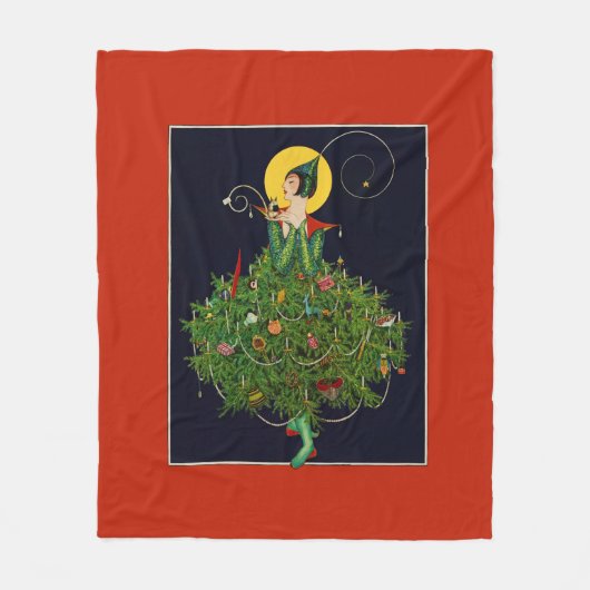LADY with CHRISTMAS GIFTS ART DECO SCHÖNHEIT Fleecedecke (Vorderseite)