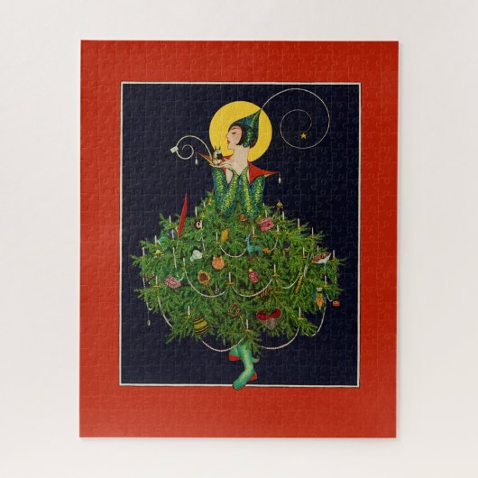 LADY with CHRISTMAS GIFTS ART DECO SCHÖNHEIT Puzzle (Vertikal)
