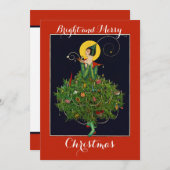 LADY with CHRISTMAS GIFTS ART DECO Xmas Einladung (Vorne/Hinten)