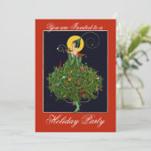 LADY with CHRISTMAS GIFTS ART DECO Xmas Party Einladung (Stehend Vorderseite)