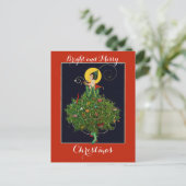 LADY with CHRISTMAS GIFTS ART DECO Xmas Postkarte (Stehend Vorderseite)