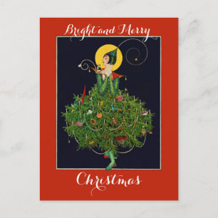 LADY with CHRISTMAS GIFTS ART DECO Xmas Postkarte