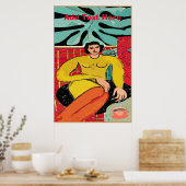 Lady with Coffee Cup, editieren Text Poster (Küche)