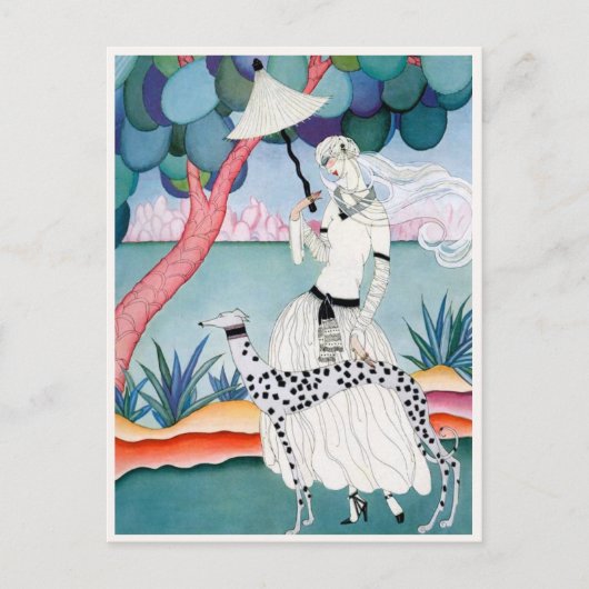 Lady with Dalmatian Dog - Helen Dryden Postkarte (Vorderseite)