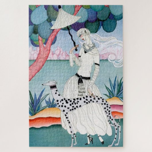 Lady with Dalmatian Dog - Helen Dryden Puzzle (Vertikal)