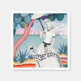 Lady with Dalmatian Dog - Helen Dryden Serviette