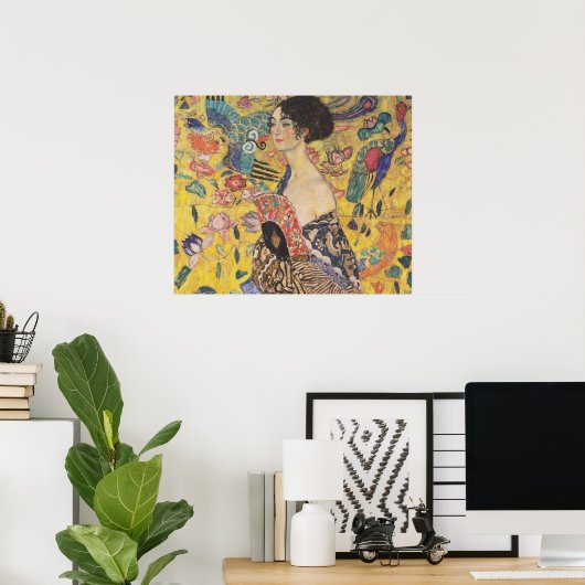 Lady with Fan - Gustav Klimt Poster (Heimbüro)